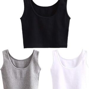 HZH Short Yoga Dance Athletic Tank Crop Tops Shirts for Women or Teens(3 Pack)